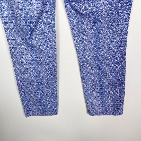 Anthropologie Cartonnier 4 Blue Charlie Trouser Ankle Pants Shell Print Jacquard - Picture 8 of 12